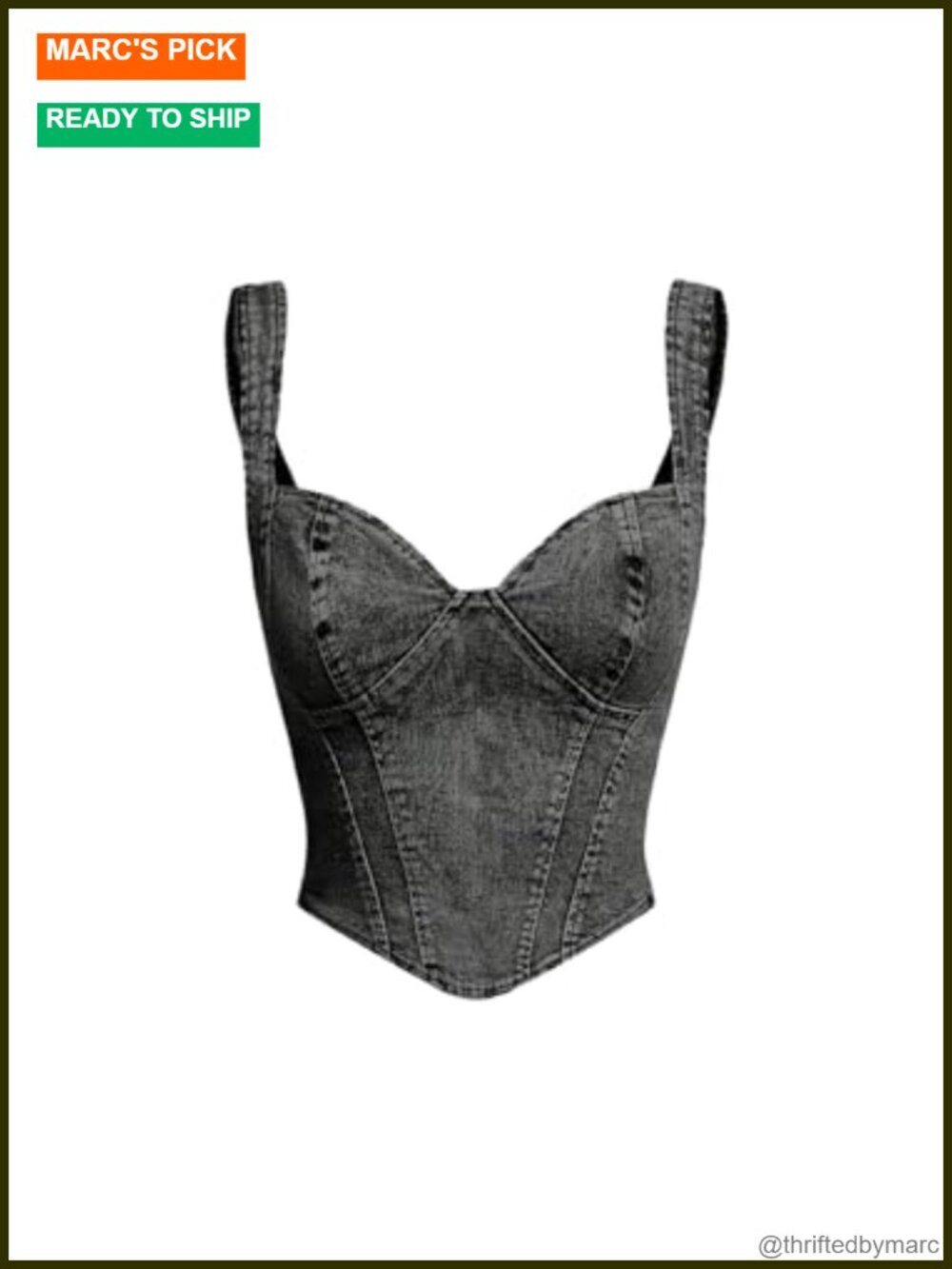 Sleeveless Denim Corset Tank Top Zipper Back Asymmetrical Hem V Neck